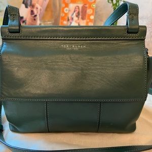 Tory Burch BLOCK T leather Crossbody Shoulder bag Hunter Green